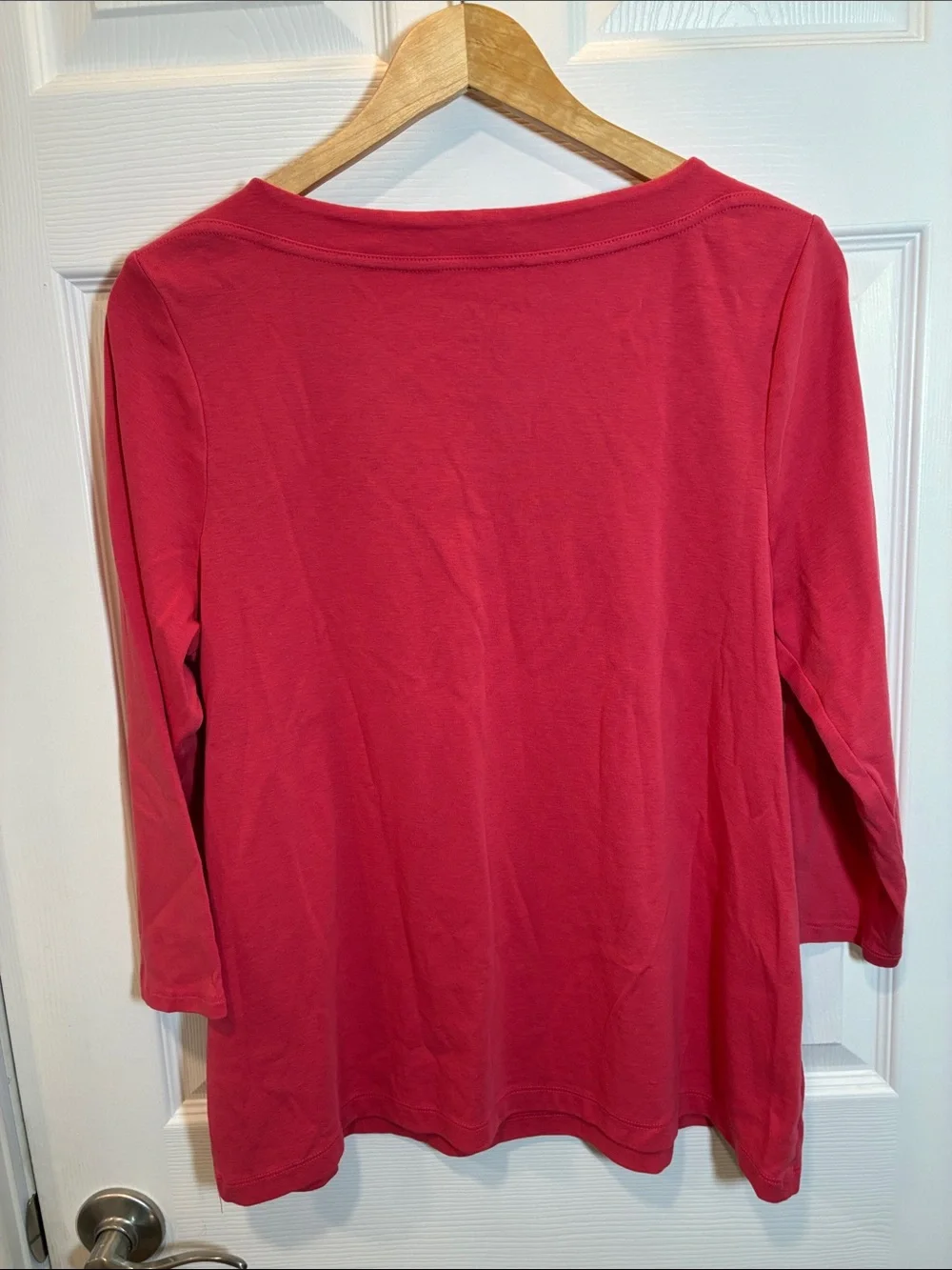 Chico's Scoop Neck Long Sleeve Top - Coral Red - Picture 4 of 8